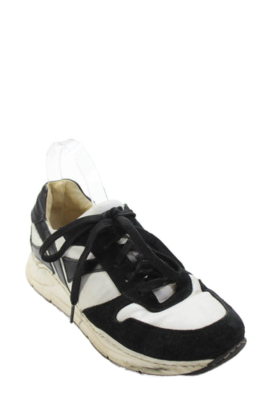 Michael Pasinkoff Womens Lace Up Suede Leather Low Top Sneakers White Black 39