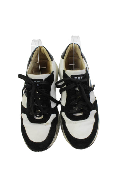 Michael Pasinkoff Womens Lace Up Suede Leather Low Top Sneakers White Black 39