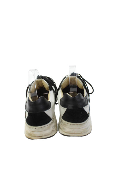 Michael Pasinkoff Womens Lace Up Suede Leather Low Top Sneakers White Black 39