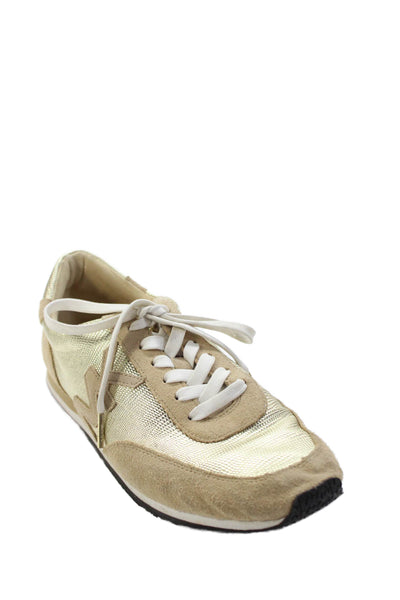 Michael Michael Kors Women's Suede Lace Up Trainer Sneakers Gold Size 7