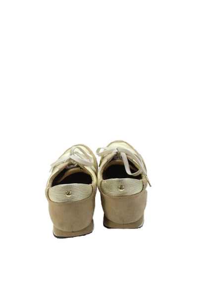 Michael Michael Kors Women's Suede Lace Up Trainer Sneakers Gold Size 7
