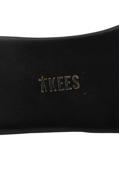TKEES Womens Faux Leather Slide On Sandals Black Size 6