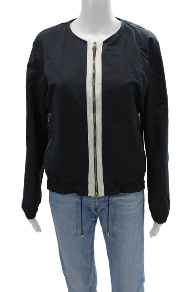 New England Womens Bomber Jacket Black Cotton Polyester Size 40