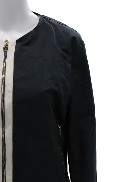New England Womens Bomber Jacket Black Cotton Polyester Size 40