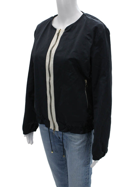 New England Womens Bomber Jacket Black Cotton Polyester Size 40