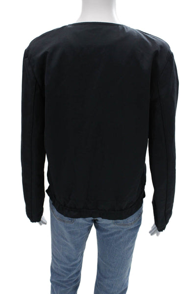 New England Womens Bomber Jacket Black Cotton Polyester Size 40