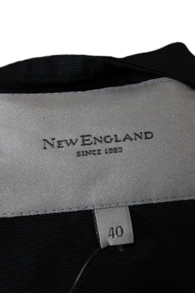 New England Womens Bomber Jacket Black Cotton Polyester Size 40