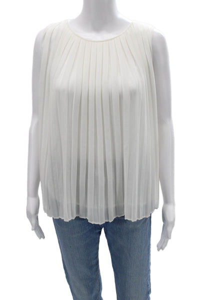 Zara Women Sleeveless Basic Round Neck White Button Blouse Size M