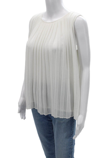 Zara Women Sleeveless Basic Round Neck White Button Blouse Size M