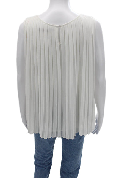 Zara Women Sleeveless Basic Round Neck White Button Blouse Size M