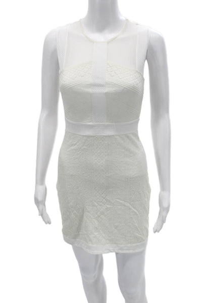 BCBGMAXAZRIA Women Bodycon Mini Dress White Sleeveless Zip Size XS