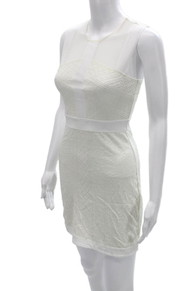 BCBGMAXAZRIA Women Bodycon Mini Dress White Sleeveless Zip Size XS