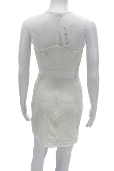 BCBGMAXAZRIA Women Bodycon Mini Dress White Sleeveless Zip Size XS