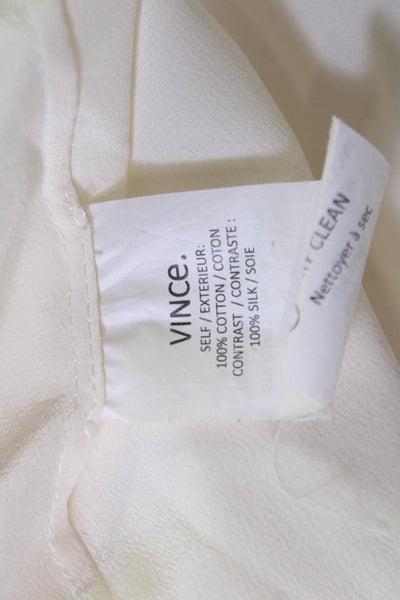 Vince Women Collared Cotton Basic Long Sleeve Button Up Blouse White Size 4