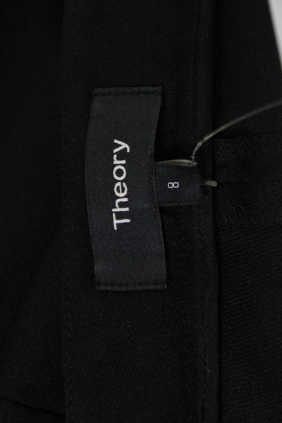 Theory Women Black Ankle Dress Pants Wool Blend Button Size 8