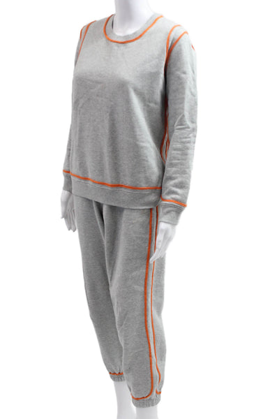 Madeleine Thompson Women Pullover Sweatshirt Gray Cotton Long Sleeve Size M