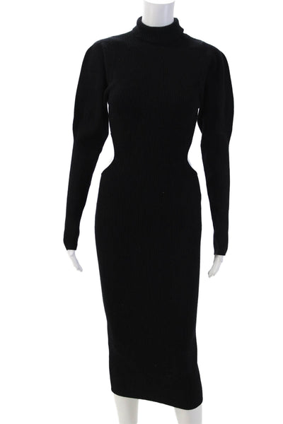 Zara Women Bodycon Sweater Dress Black Mock Neck Long Sleeve Size S