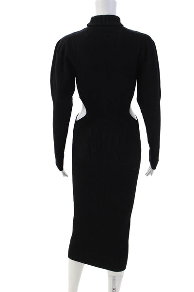 Zara Women Bodycon Sweater Dress Black Mock Neck Long Sleeve Size S