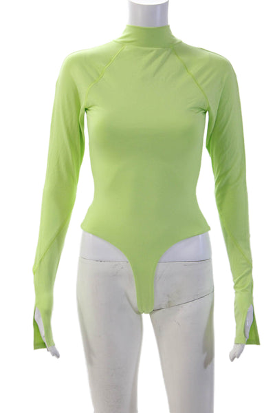 Naked Wardrobe Women High Neck Green Bodysuit Sleeveless Size S