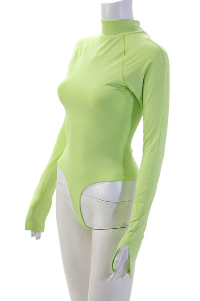 Naked Wardrobe Women High Neck Green Bodysuit Sleeveless Size S