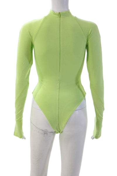 Naked Wardrobe Women High Neck Green Bodysuit Sleeveless Size S
