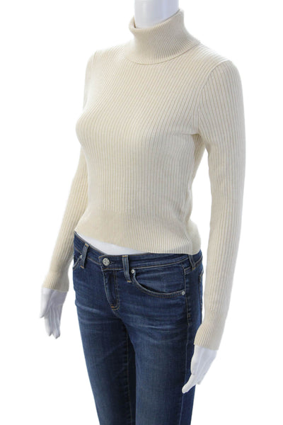 J Crew Unisex Beige Striped Turtleneck Pullover Sweater Size XS