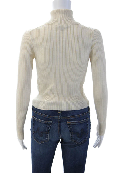 J Crew Unisex Beige Striped Turtleneck Pullover Sweater Size XS