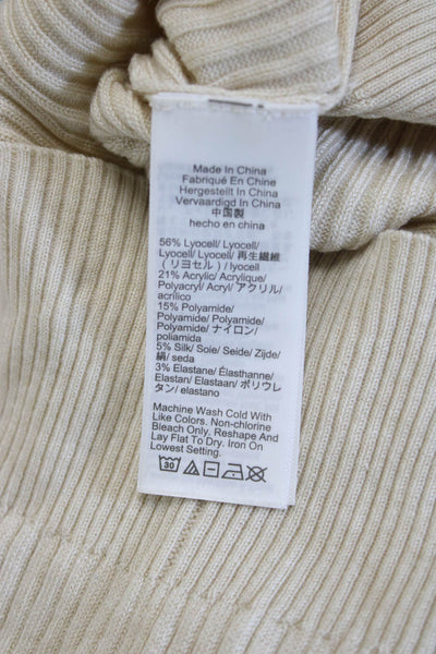 J Crew Unisex Beige Striped Turtleneck Pullover Sweater Size XS