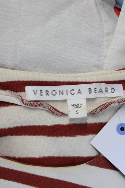 Veronica Beard Women Cropped Button-Up Striped Red Blouse Long Sleeve Size S