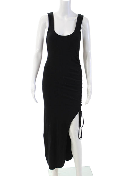 The Range Womens Bodycon Tank Dress Black Sleeveless Mid Calf Drawstring Size M