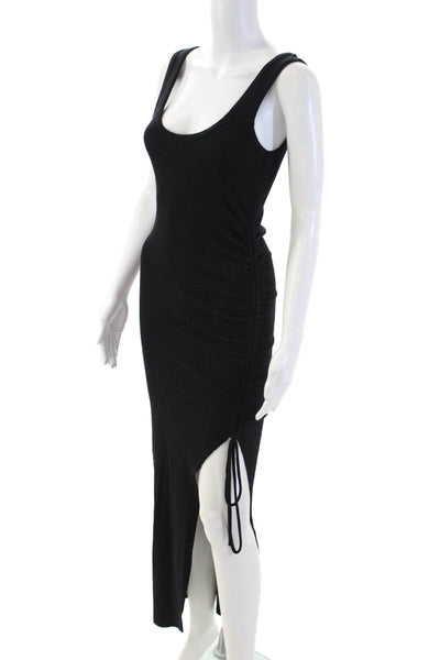 The Range Womens Bodycon Tank Dress Black Sleeveless Mid Calf Drawstring Size M
