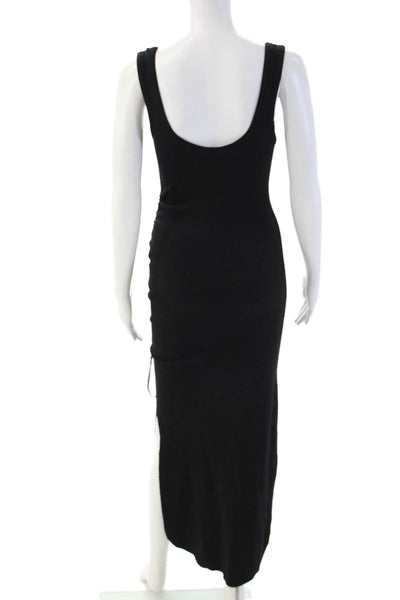 The Range Womens Bodycon Tank Dress Black Sleeveless Mid Calf Drawstring Size M