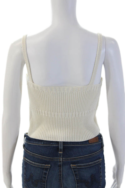 Zara Womens Beige Cropped Camisole Square Neck Sleeveless Cotton Blend Size M