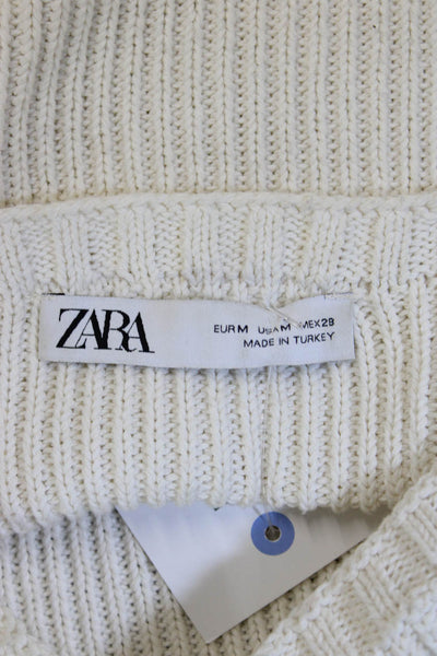 Zara Womens Beige Cropped Camisole Square Neck Sleeveless Cotton Blend Size M