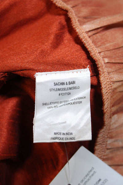 Sachin & Babi Women Orange Bohemian Square Neck Tie Sleeveless Tank Size M