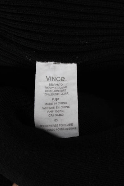 Vince Womens Designer Wool Black Mock Neck Zip Jacket Long Sleeve Size S