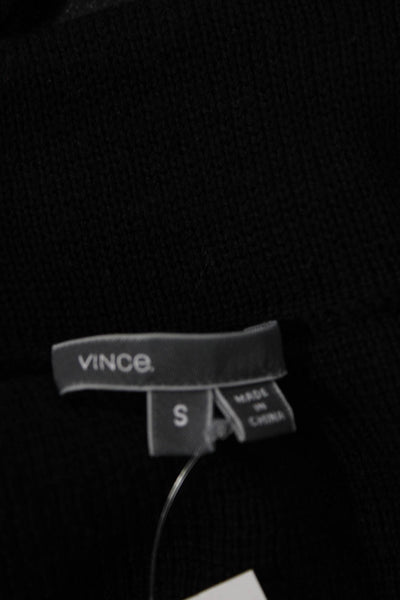 Vince Womens Designer Wool Black Mock Neck Zip Jacket Long Sleeve Size S