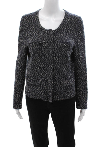 J Crew Womens Dark Blue Cotton Round Neck Zip Jacket Classic Fall Size S