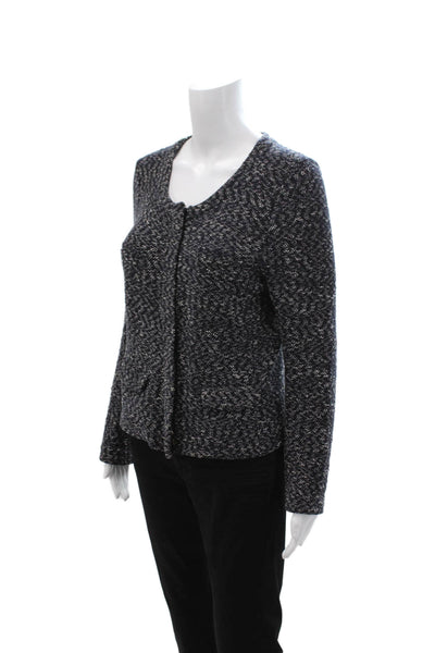 J Crew Womens Dark Blue Cotton Round Neck Zip Jacket Classic Fall Size S
