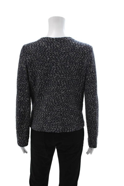 J Crew Womens Dark Blue Cotton Round Neck Zip Jacket Classic Fall Size S