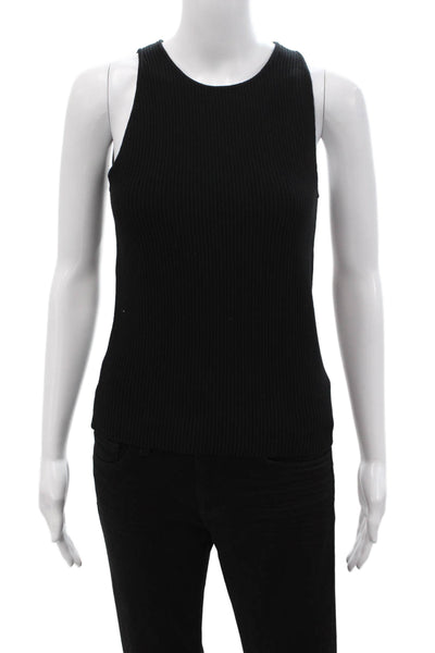 Banana Republic Women Basic Sleeveless Tank Black Rayon Round Neck Size S