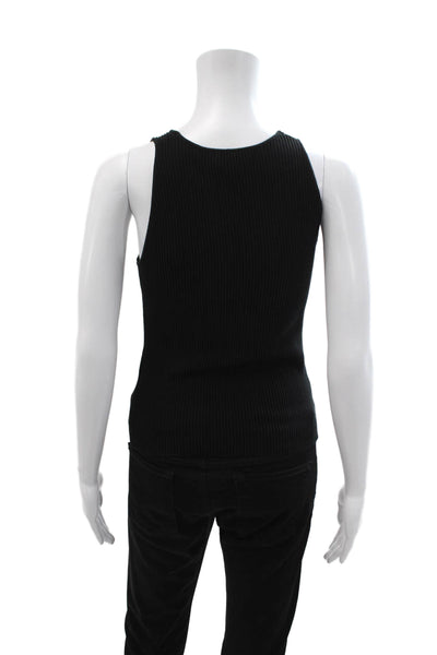 Banana Republic Women Basic Sleeveless Tank Black Rayon Round Neck Size S