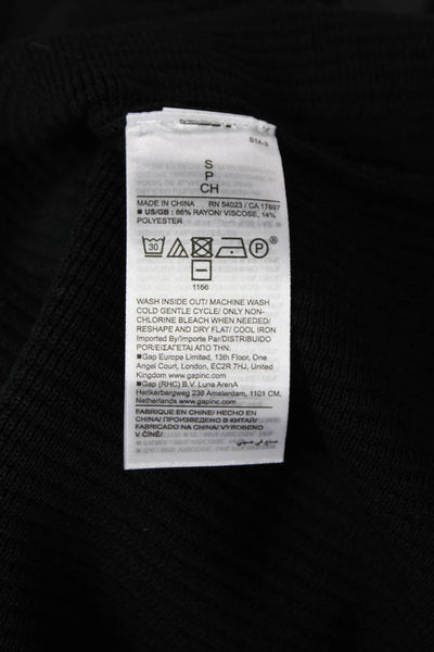 Banana Republic Women Basic Sleeveless Tank Black Rayon Round Neck Size S