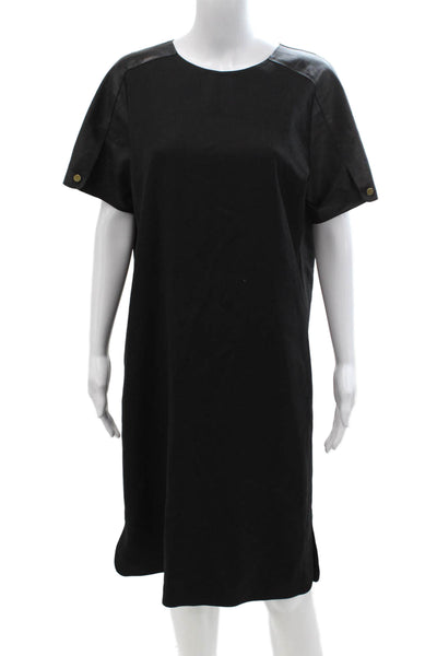Derek Lam Womens Shift Dress Black Short Sleeve Round Neck Size S