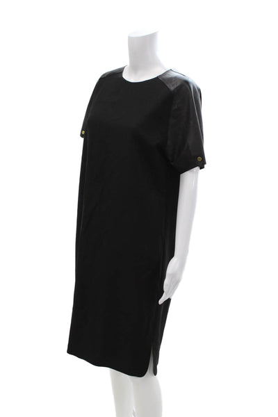 Derek Lam Womens Shift Dress Black Short Sleeve Round Neck Size S