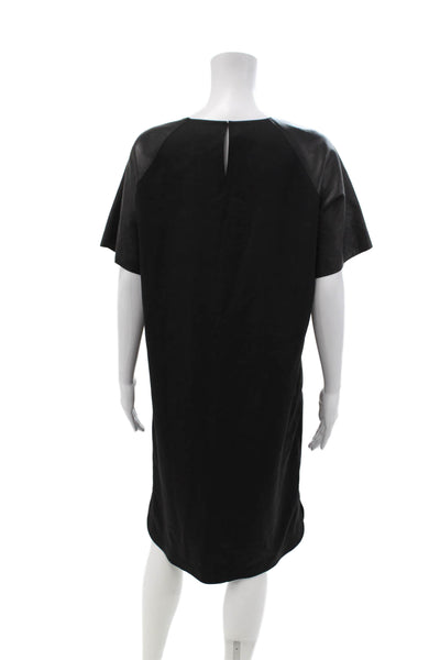 Derek Lam Womens Shift Dress Black Short Sleeve Round Neck Size S