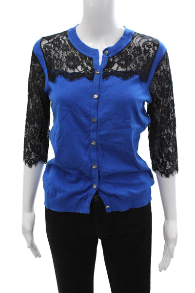 Ted Baker London Womens Cardigan Sweater Black 3/4 Sleeve Crew Neck Size 3