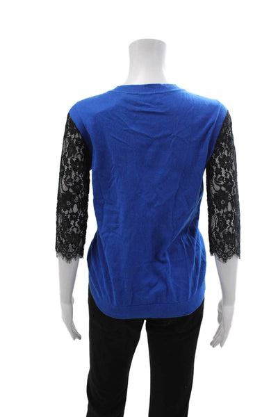 Ted Baker London Womens Cardigan Sweater Black 3/4 Sleeve Crew Neck Size 3