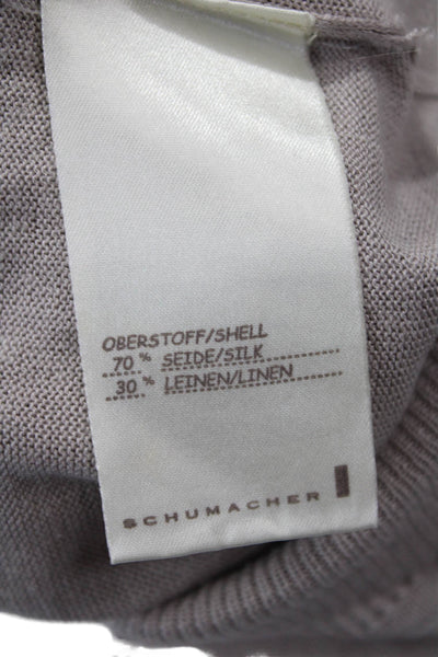 Schumacher Unisex Beige V-Neck Silk Linen Cardigan Button Long Sleeve Size M