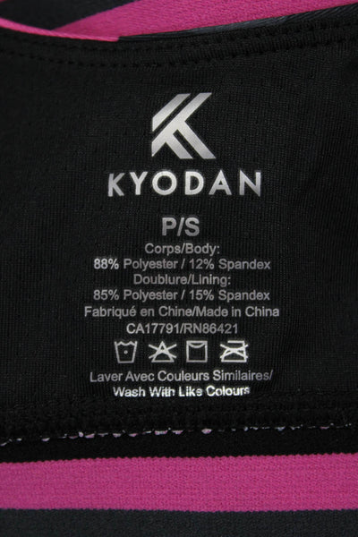 Kyodan Womens Striped Trim Camouflage Scoop Neck Sports Bra Gray Pink Size Small